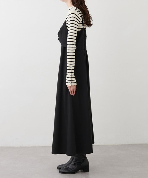 natural couture（ナチュラルクチュール）の「〈osono〉ねじりリボンキャミワンピース（ワンピース・レディース・ブラック/アイボリー/グレー・MEDIUM/LARGE）」の12枚目の写真