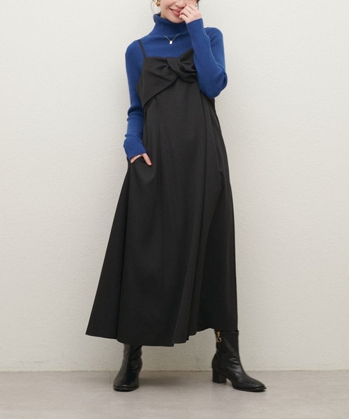 natural couture（ナチュラルクチュール）の「〈osono〉ねじりリボンキャミワンピース（ワンピース・レディース・ブラック/アイボリー/グレー・MEDIUM/LARGE）」の21枚目の写真