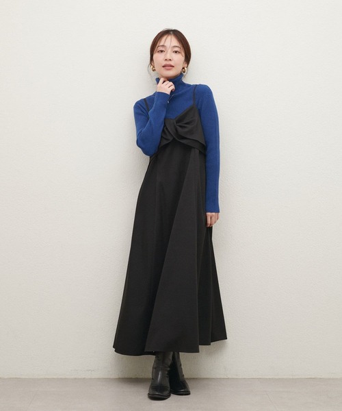 natural couture（ナチュラルクチュール）の「〈osono〉ねじりリボンキャミワンピース（ワンピース・レディース・ブラック/アイボリー/グレー・MEDIUM/LARGE）」の20枚目の写真