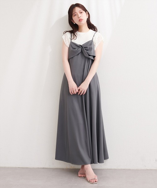 natural couture（ナチュラルクチュール）の「〈osono〉ねじりリボンキャミワンピース（ワンピース・レディース・ブラック/アイボリー/グレー・MEDIUM/LARGE）」の20枚目の写真