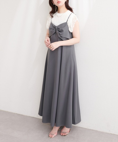 natural couture（ナチュラルクチュール）の「〈osono〉ねじりリボンキャミワンピース（ワンピース・レディース・ブラック/アイボリー/グレー・MEDIUM/LARGE）」の19枚目の写真
