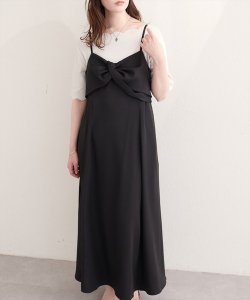 natural couture（ナチュラルクチュール）の「〈osono〉ねじりリボンキャミワンピース（ワンピース・レディース・ブラック/アイボリー/グレー・MEDIUM/LARGE）」の21枚目の写真