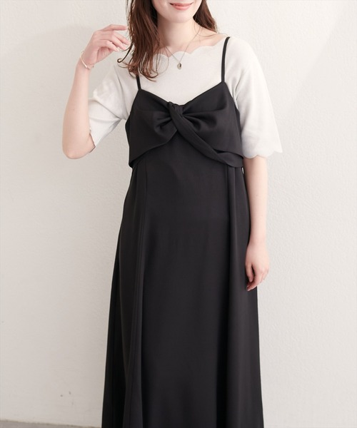 natural couture（ナチュラルクチュール）の「〈osono〉ねじりリボンキャミワンピース（ワンピース・レディース・ブラック/アイボリー/グレー・MEDIUM/LARGE）」の22枚目の写真