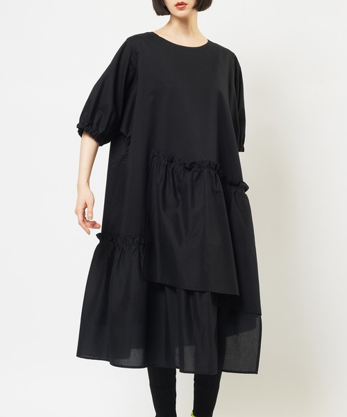 gomme(ゴム)の「ティアードワンピース(シャツワンピース・レディース・ブラック・MEDIUM)」の1枚目の写真