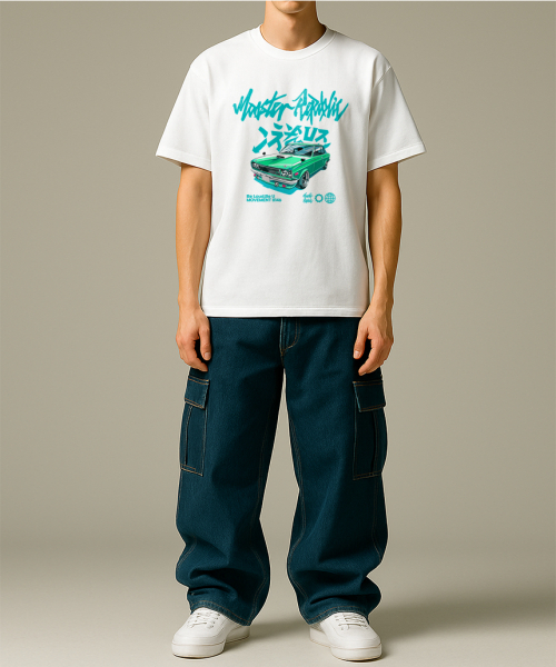 MONSTER REPUBLIC（モンスターリパブリック）の「レトロドリフトグリーンTシャツホワイト_8146（Tシャツ/カットソー・レディース・その他・LARGE/X-LARGE/SMALL/MEDIUM）」の2枚目の写真