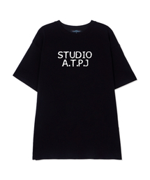 エイピースタジオ ビギン スーピマコットン ラウンドネック 半袖Tシャツ_ブラック
