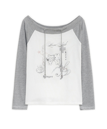 HUG YOUR SKIN（ハグユアスキン）の「ラブシックドローイングオフショルダートップ（アイボリー）（Tシャツ/カットソー）」