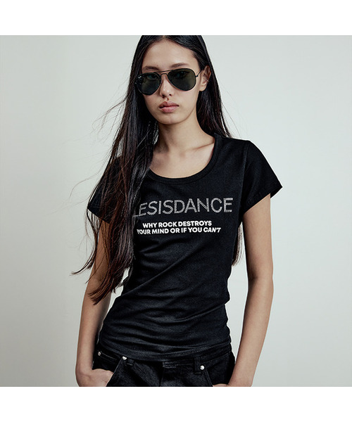 LMOOD(エルムード)の「(W) ジュエルトリミングハーフTシャツ ブラック(Tシャツ/カットソー・レディース・その他・38/36)」の1枚目の写真