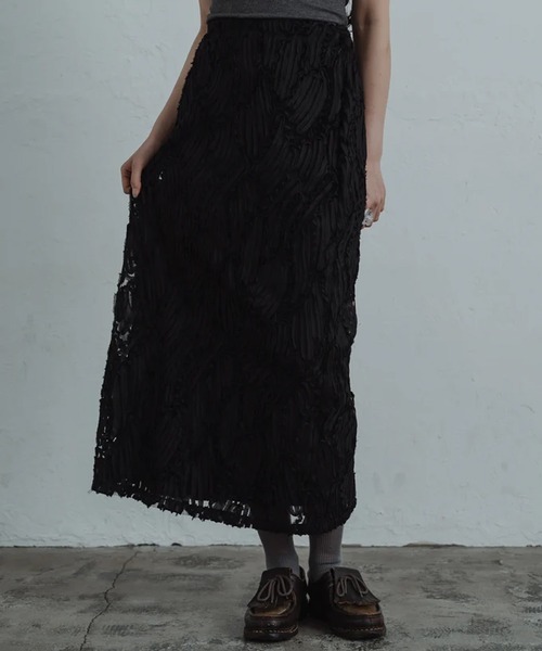 merrylatte(メリーラテ)の「line lace straight skirt(スカート・レディース・ブラック・FREE)」の7枚目の写真