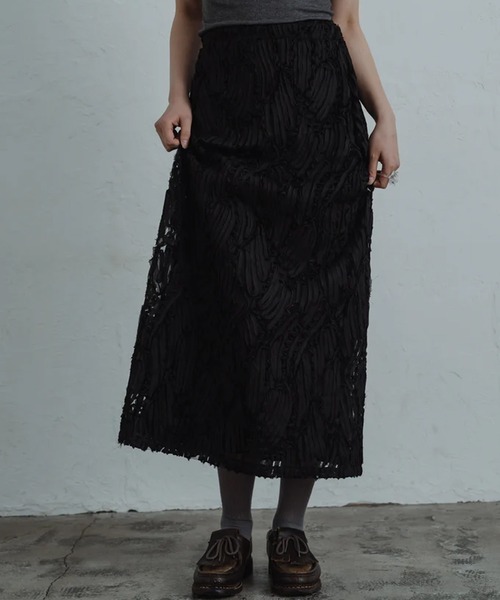 merrylatte(メリーラテ)の「line lace straight skirt(スカート・レディース・ブラック・FREE)」の5枚目の写真