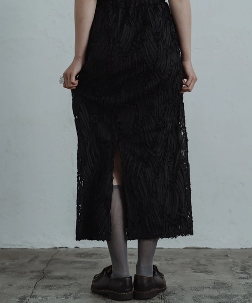 merrylatte(メリーラテ)の「line lace straight skirt(スカート・レディース・ブラック・FREE)」の4枚目の写真