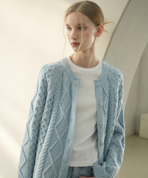 VLETI（ブレッティ）の「Wool Fisherman Knit Cardigan (sky blue)（カーディガン/ボレロ）」