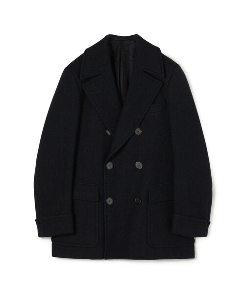 プレミアムシェットランドウール ショートポロコート（ピーコート