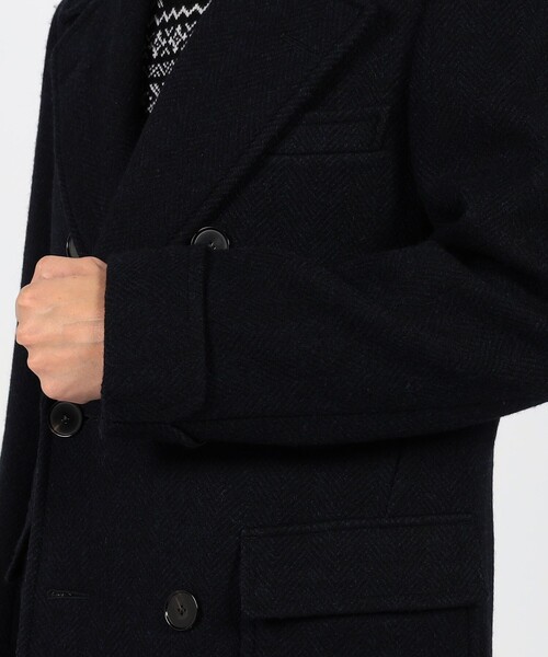 プレミアムシェットランドウール ショートポロコート（ピーコート