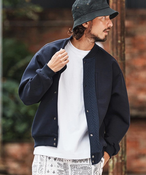 felkod(フィルコッド)の「mj11311-Cable Knit Like Cardboard Knit Blouson ブルゾン(F26S010)(ブルゾン・メンズ・ブラック/ネイビー・S/M/L)」の4枚目の写真