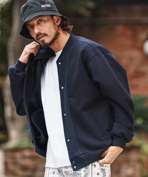 felkod(フィルコッド)の「mj11311-Cable Knit Like Cardboard Knit Blouson ブルゾン(F26S010)(ブルゾン・メンズ・ブラック/ネイビー・S/M/L)」の6枚目の写真