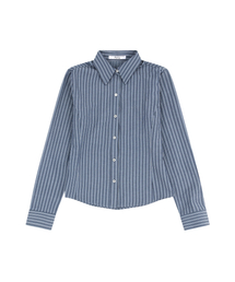 STRIPE BUTTON SLIM SHIRT, DARK BLUE