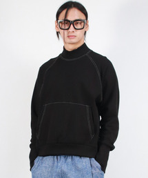 M HIGH-NECK MEDIUM-FIT STITCH RAGLAN SWEATSHIRT - Black