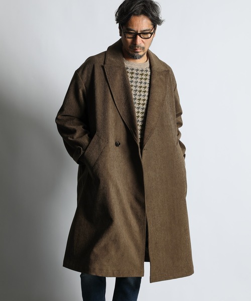 セール】BRUSHED TWILL COAT：起毛ツイル ロングコート（トレンチ