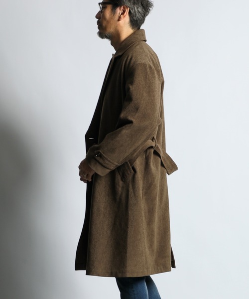 The DUFFER of ST.GEORGE（ザダファーオブセントジョージ）の「BRUSHED TWILL COAT：起毛ツイル ロングコート（トレンチコート・メンズ・ブラック/ブラウン・MEDIUM/LARGE）」の12枚目の写真