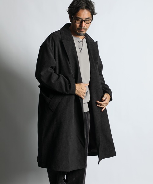 The DUFFER of ST.GEORGE（ザダファーオブセントジョージ）の「BRUSHED TWILL COAT：起毛ツイル ロングコート（トレンチコート・メンズ・ブラック/ブラウン・MEDIUM/LARGE）」の3枚目の写真