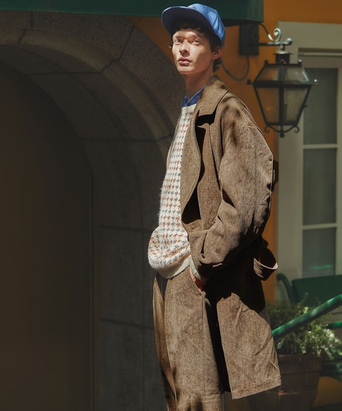 セール】BRUSHED TWILL COAT：起毛ツイル ロングコート（トレンチ