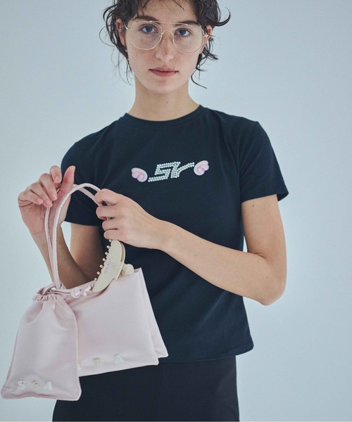 SEA(シー)の「SEAサテン巾着 S(ショルダーバッグ・レディース・ピンク/ブラック・ONE SIZE)」の9枚目の写真