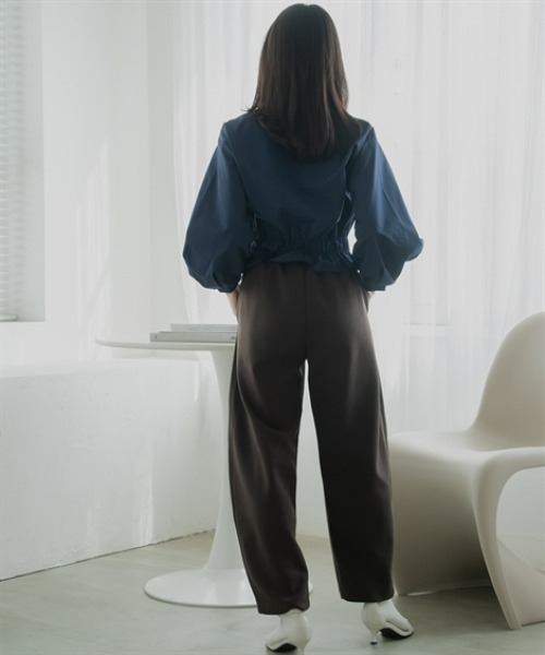 Petitjo(プッチージョ)の「小さいサイズ クルーネック裾シャーリングブラウス 低身長さん・小柄女性(シャツ/ブラウス・レディース・ネイビー/ストライプ・PL/PM/PS/PSS)」の15枚目の写真