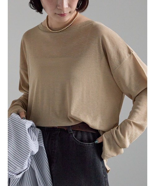 Samansa Mos2（サマンサ モスモス）の「【ZOZO限定】シアートップス（Tシャツ/カットソー・レディース・イエロー/ベージュ/ピンク/ホワイト/ブラック・F）」の3枚目の写真