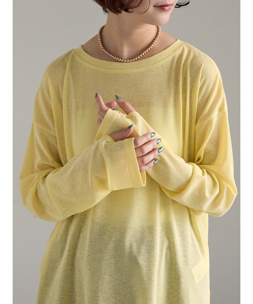 Samansa Mos2（サマンサ モスモス）の「【ZOZO限定】シアートップス（Tシャツ/カットソー・レディース・イエロー/ベージュ/ピンク/ホワイト/ブラック・F）」の4枚目の写真