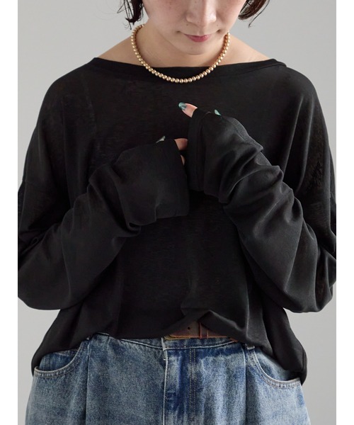 Samansa Mos2（サマンサ モスモス）の「【ZOZO限定】シアートップス（Tシャツ/カットソー・レディース・イエロー/ベージュ/ピンク/ホワイト/ブラック・F）」の2枚目の写真