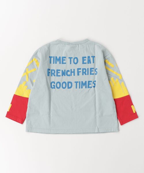 A BAG OF CHIPS（アバッグオブチップス）の「nicohrat/ニコフラート ポテト袖ロングＴシャツ（Tシャツ/カットソー・キッズ・サックスブルー/ブラック/オフホワイト・90cm/100cm/110cm/120cm/130cm/140cm）」の4枚目の写真