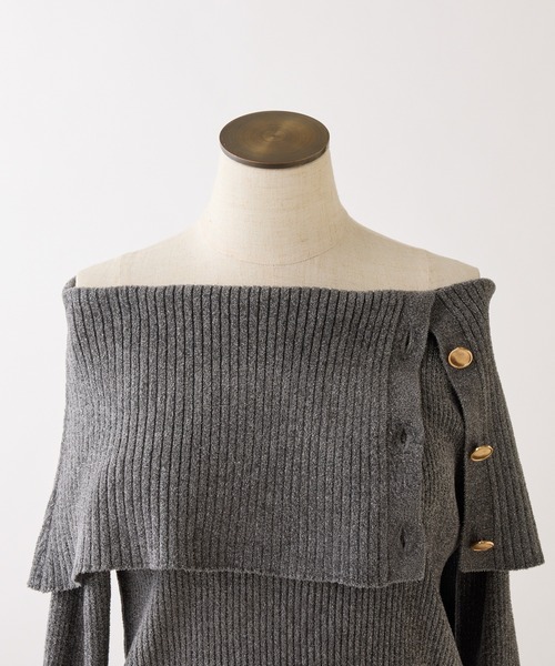 one after another NICE CLAUP(ワンアフターアナザーナイスクラップ)の「オフショルニット(ニット/セーター・レディース・アイボリー/サックスブルー/チャコールグレー/ピンク/イエロー・FREE)」の9枚目の写真