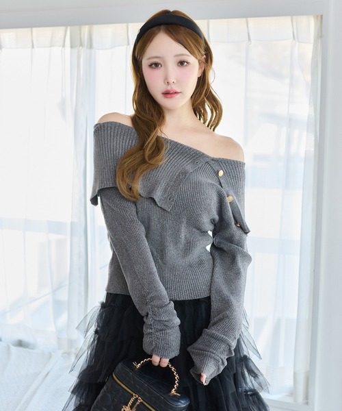 one after another NICE CLAUP(ワンアフターアナザーナイスクラップ)の「オフショルニット(ニット/セーター・レディース・アイボリー/サックスブルー/チャコールグレー/ピンク/イエロー・FREE)」の17枚目の写真