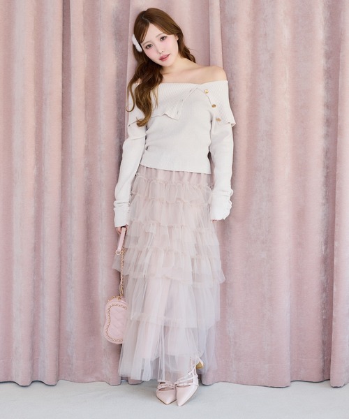 one after another NICE CLAUP(ワンアフターアナザーナイスクラップ)の「オフショルニット(ニット/セーター・レディース・アイボリー/サックスブルー/チャコールグレー/ピンク/イエロー・FREE)」の22枚目の写真