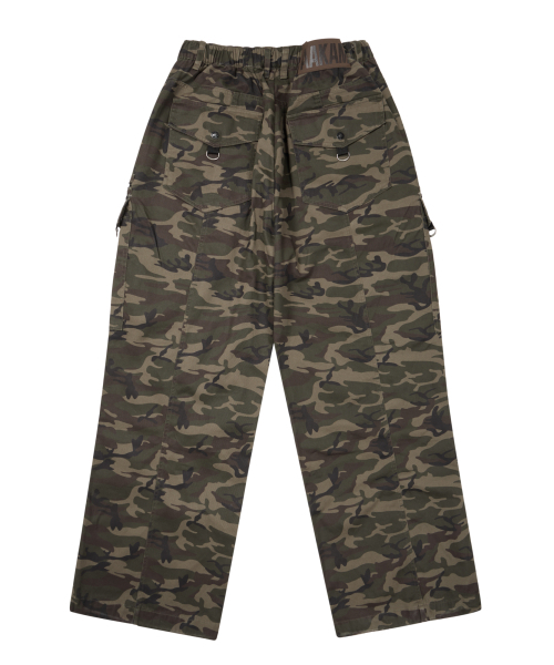 Knee Pin-Tuck Camo Zippered Cargo Pants (Khaki)（その他パンツ