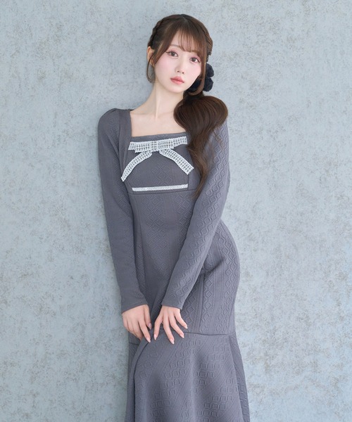 Lace ribbon knit sew one piece（ワンピース）｜Rose Muse（ロゼ