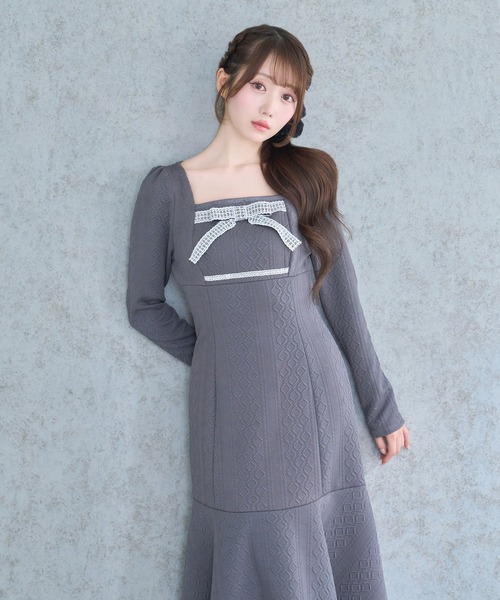 Lace ribbon knit sew one piece（ワンピース）｜Rose Muse（ロゼ