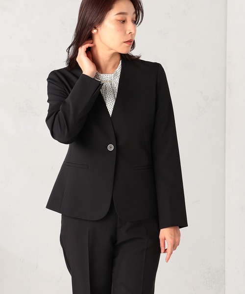 GALLORIA(ギャローリア)の「【セットアップで着られる】キレメクノーカラージャケット(ノーカラージャケット・レディース・ネイビー/ブラック/ライトベージュ・L/LL/M/S)」の5枚目の写真