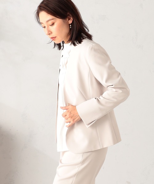 GALLORIA(ギャローリア)の「【セットアップで着られる】キレメクノーカラージャケット(ノーカラージャケット・レディース・ネイビー/ブラック/ライトベージュ・L/LL/M/S)」の8枚目の写真