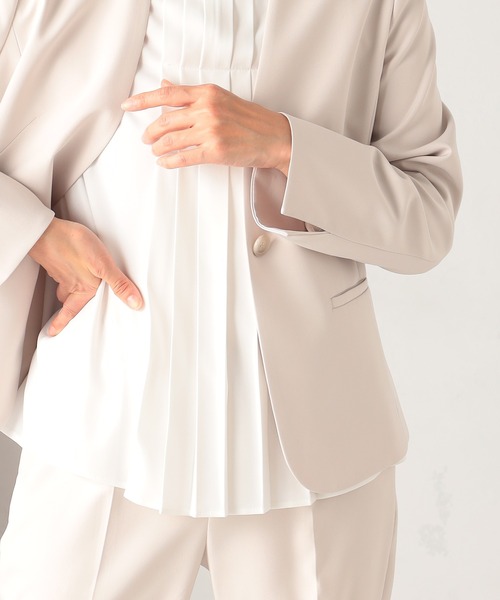 GALLORIA(ギャローリア)の「【セットアップで着られる】キレメクノーカラージャケット(ノーカラージャケット・レディース・ネイビー/ブラック/ライトベージュ・L/LL/M/S)」の10枚目の写真