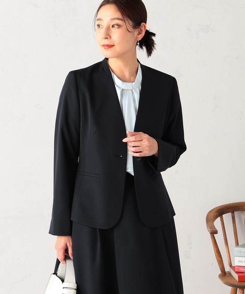 GALLORIA(ギャローリア)の「【セットアップで着られる】キレメクノーカラージャケット(ノーカラージャケット・レディース・ネイビー/ブラック/ライトベージュ・L/LL/M/S)」の12枚目の写真