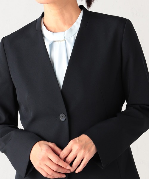 GALLORIA(ギャローリア)の「【セットアップで着られる】キレメクノーカラージャケット(ノーカラージャケット・レディース・ネイビー/ブラック/ライトベージュ・L/LL/M/S)」の15枚目の写真