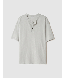 POKER FACE（ポーカーフェイス）の「SLUB HENLEY NECK T-SHIRTS SILVER GREY（Tシャツ/カットソー）」
