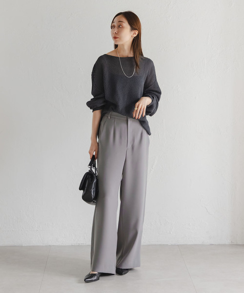 Noble（ノーブル）の「サイドラインピンタックパンツ（スラックス・レディース・ホワイト系その他/ブルー系その他/グレー・36/38/40）」の7枚目の写真