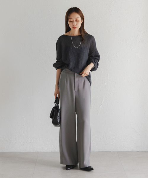 Noble（ノーブル）の「サイドラインピンタックパンツ（スラックス・レディース・ホワイト系その他/ブルー系その他/グレー・36/38/40）」の12枚目の写真