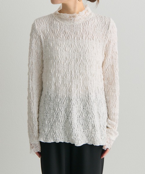 PUAL CE CIN（ピュアルセシン）の「ダブルストレッチレースカットソー（Tシャツ/カットソー・レディース・アイボリー/ブラック・FREE）」の12枚目の写真