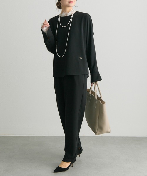 PUAL CE CIN（ピュアルセシン）の「ダブルストレッチレースカットソー（Tシャツ/カットソー・レディース・アイボリー/ブラック・FREE）」の8枚目の写真