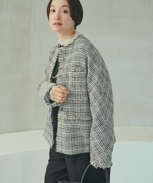 PUAL CE CIN（ピュアルセシン）の「ダブルストレッチレースカットソー（Tシャツ/カットソー・レディース・アイボリー/ブラック・FREE）」の4枚目の写真