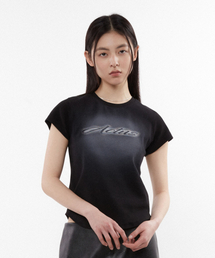 (ウィメンズ) ウォッシュドクロップ半袖Tシャツ_ブラック